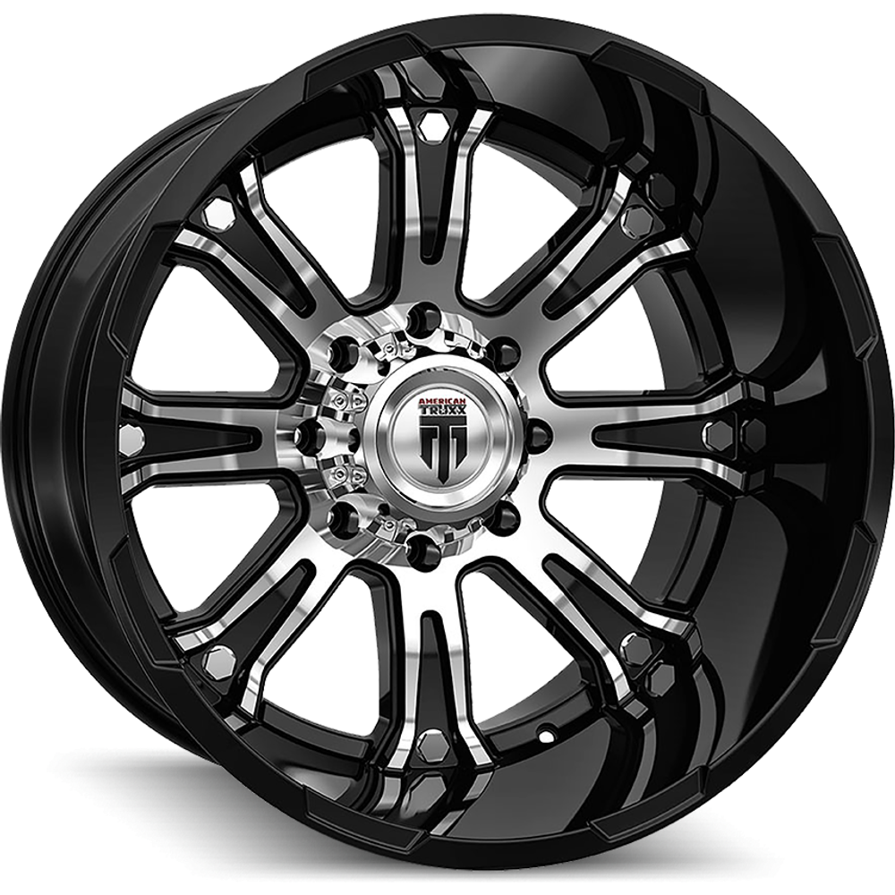 American Truxx Wheel AT154 BOMB Gloss Black Machined - 20x12 - 8x170 Bolt Pattern - -44 Offset Rims