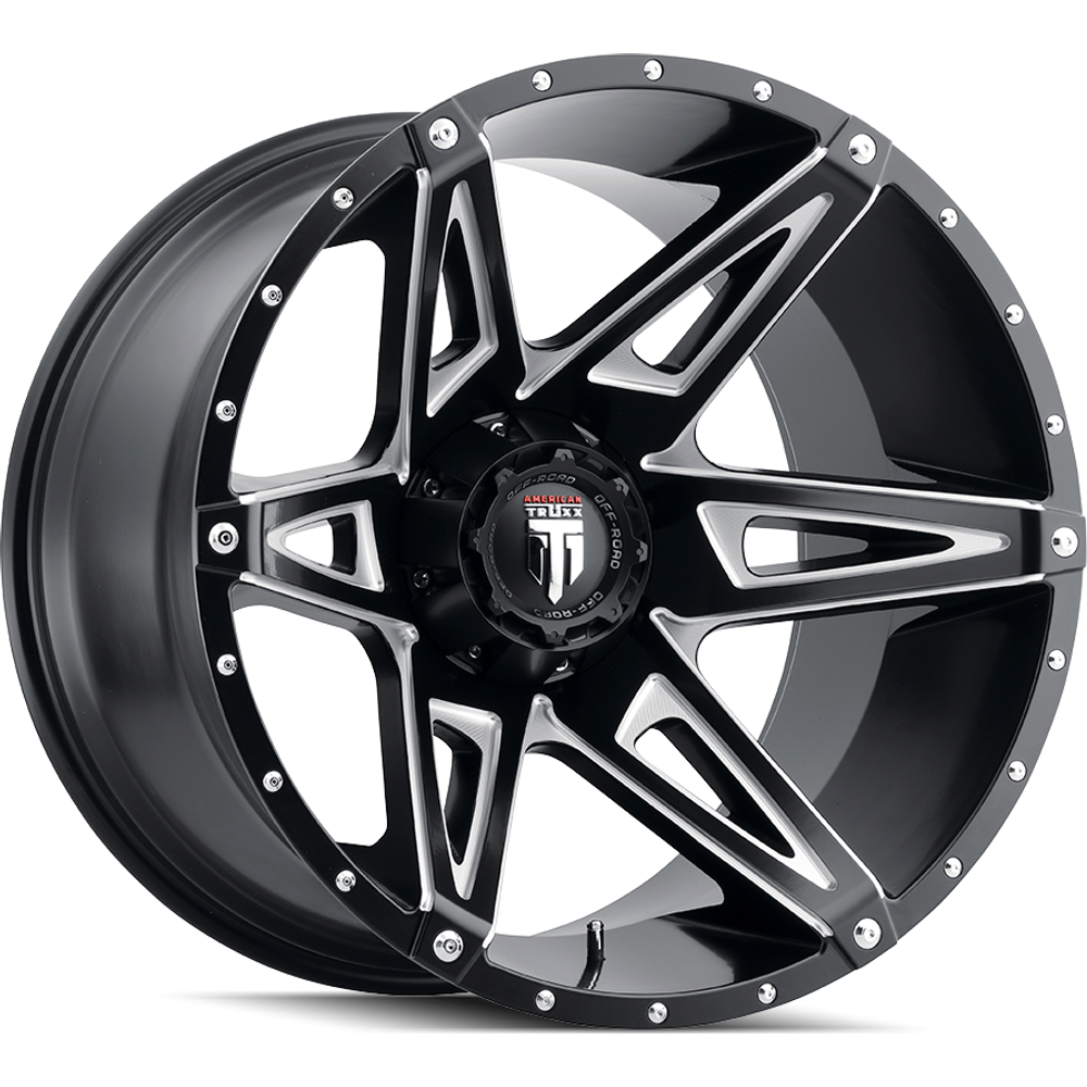 American Truxx Wheel AT1902 KUTZ Gloss Black Milled - 20x9 - 8x165.1 Bolt Pattern - -12 Offset Rims