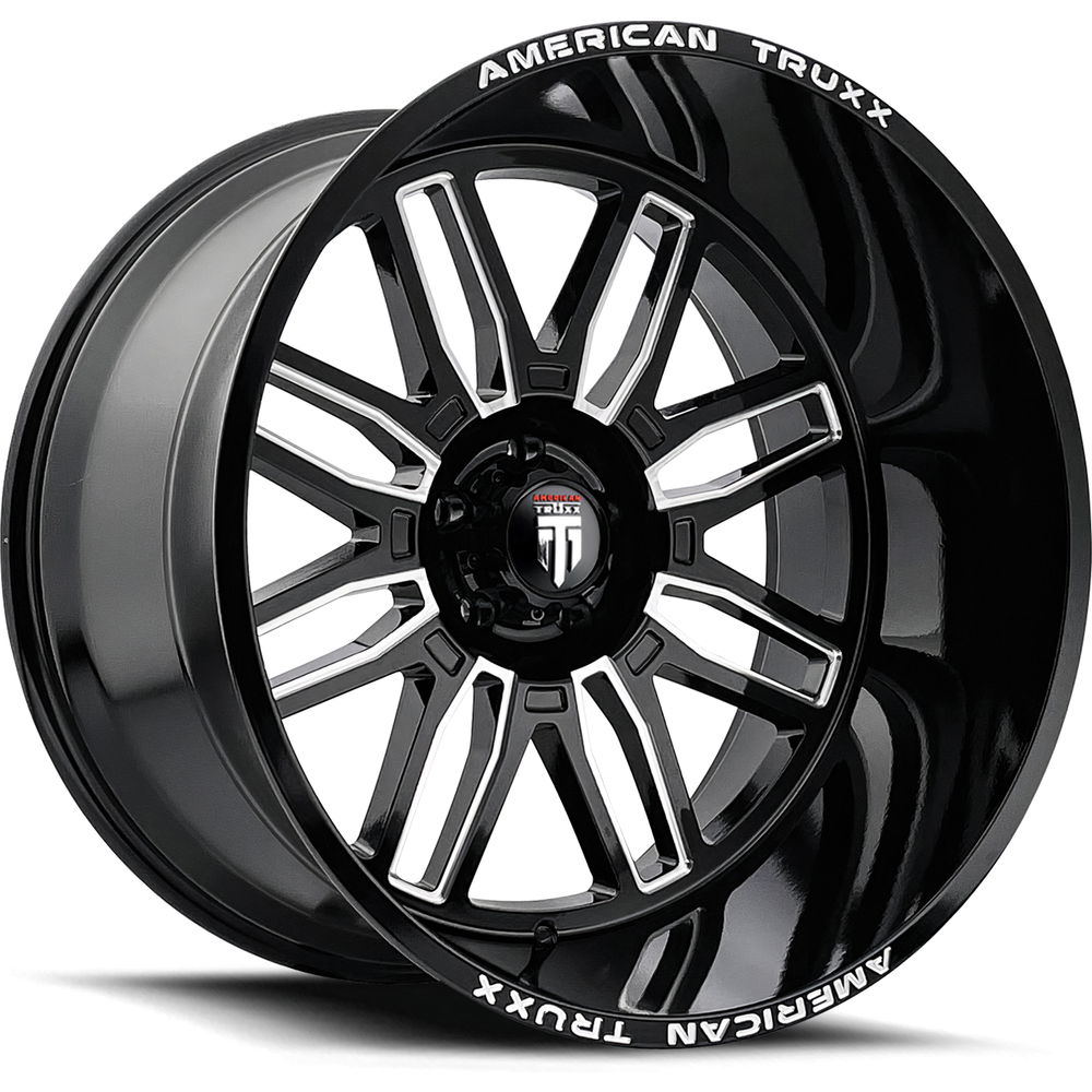 American Truxx Wheel AT1915 RESTLESS Gloss Black Milled - 20x10 - 8x180 Bolt Pattern - -25 Offset Rims
