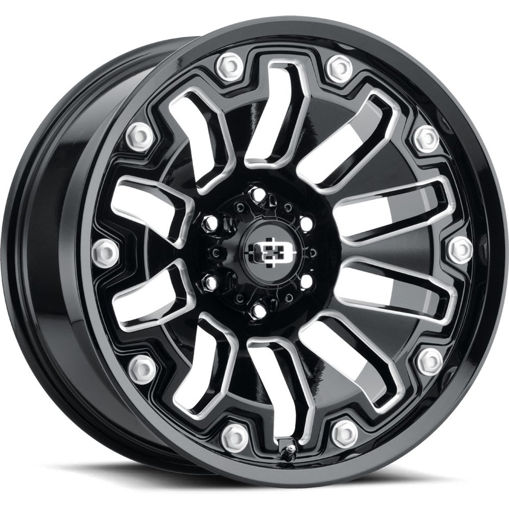 Vision Off Road Wheel 362 Armor Gloss Black Milled - 20x9 - 8x165.1 Bolt Pattern - 12 Offset Rims