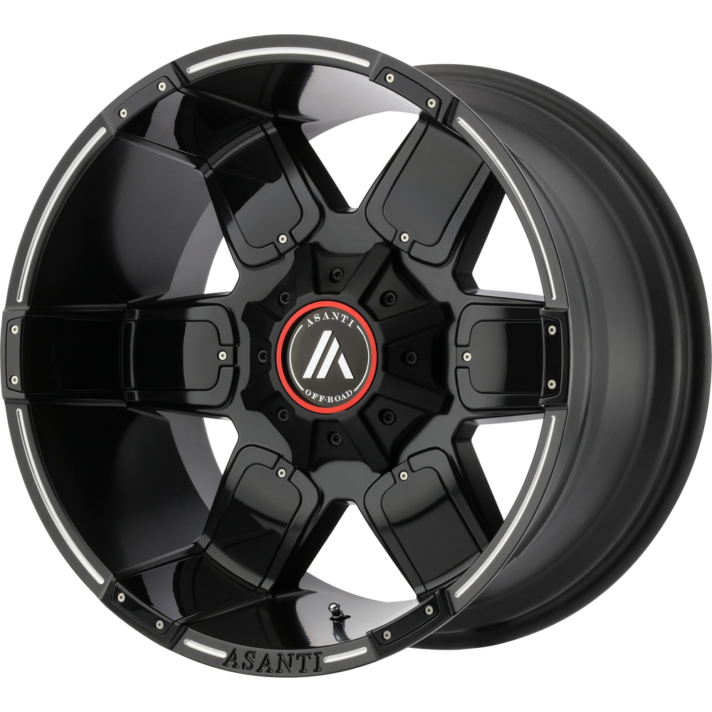 Asanti Off Road Wheel AB811 WARTHOG Satin Black Mill W/ G-blk Acc - 20x10 - 8x180 Bolt Pattern - -24 Offset Rims