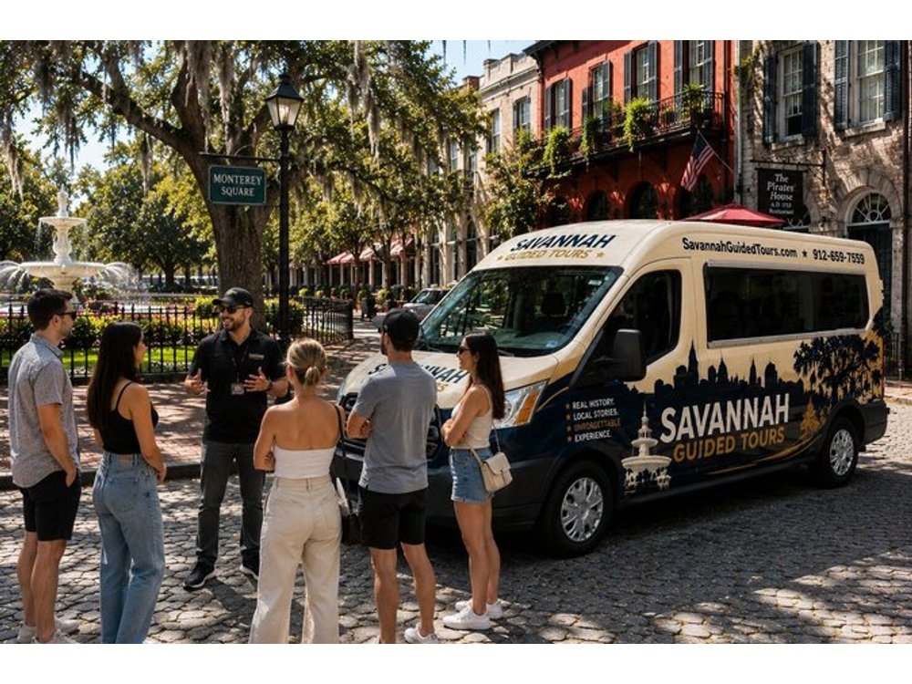 Savannah Historical Guided Open-Air Minibus Cruiser- Free Parking