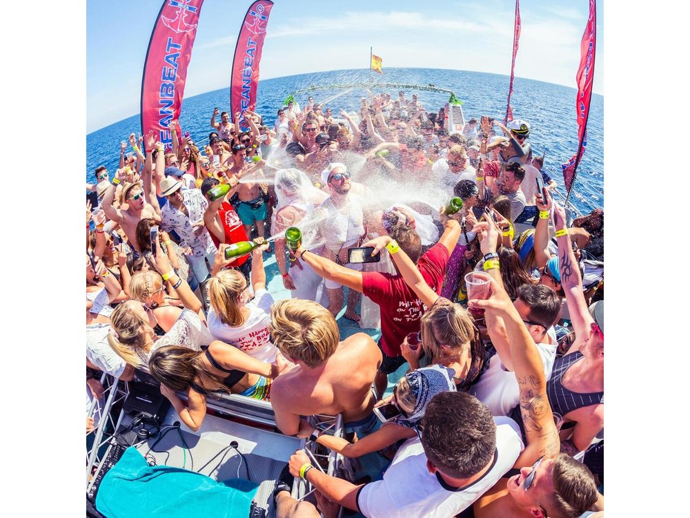 Ibiza Boat Party 3 Hour All Inclusive Drinks and DJ and Swim Stop