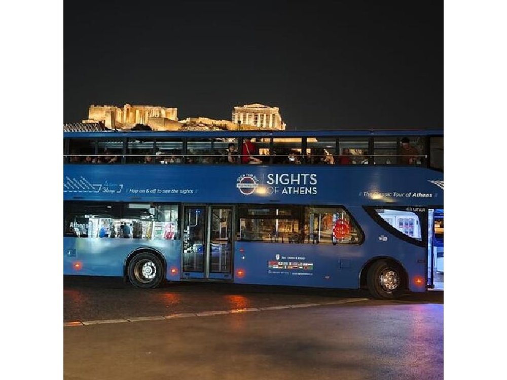 Athens City Night Tour with Open-Top Bus