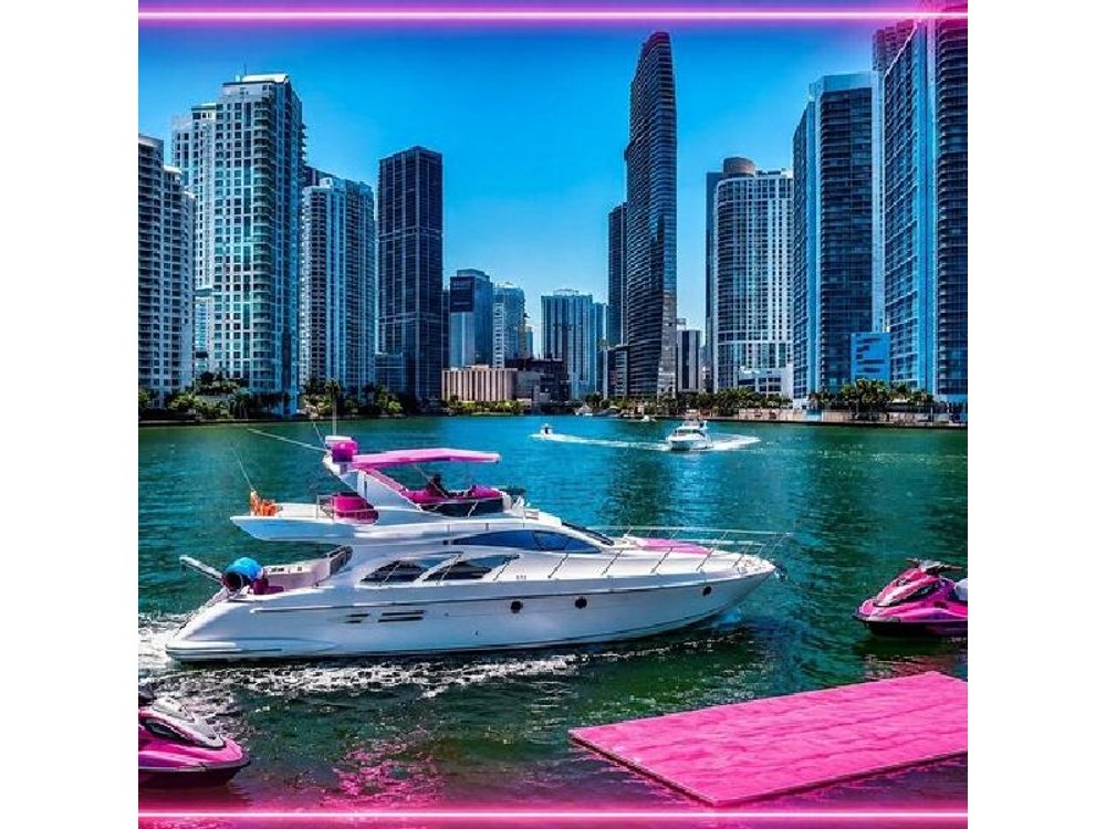 60ft Pink Yacht with 2 Jet skis Luxury Rental 13 Ppl Max in Miami