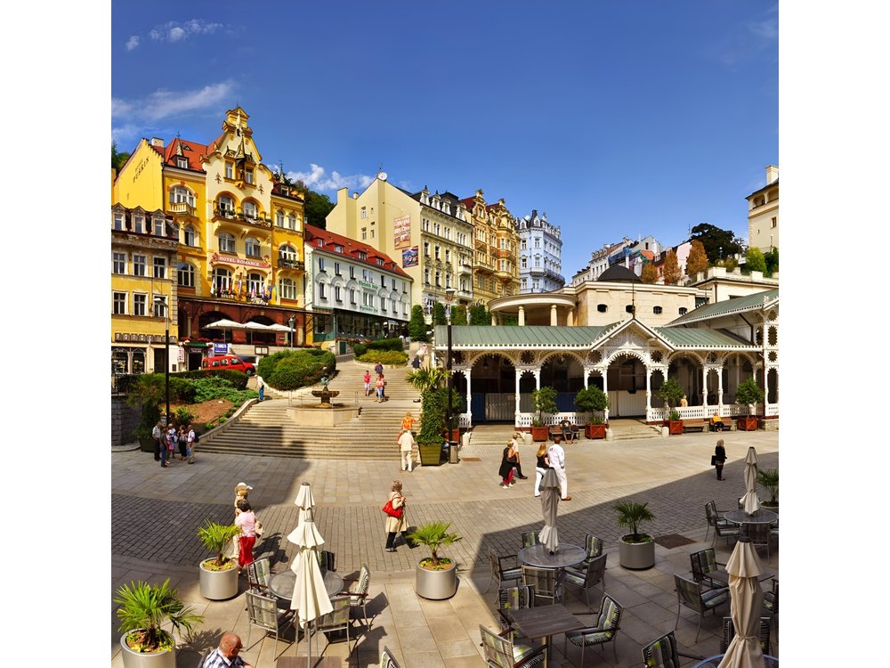 Karlovy Vary including Watchtower and Funicular from Prague