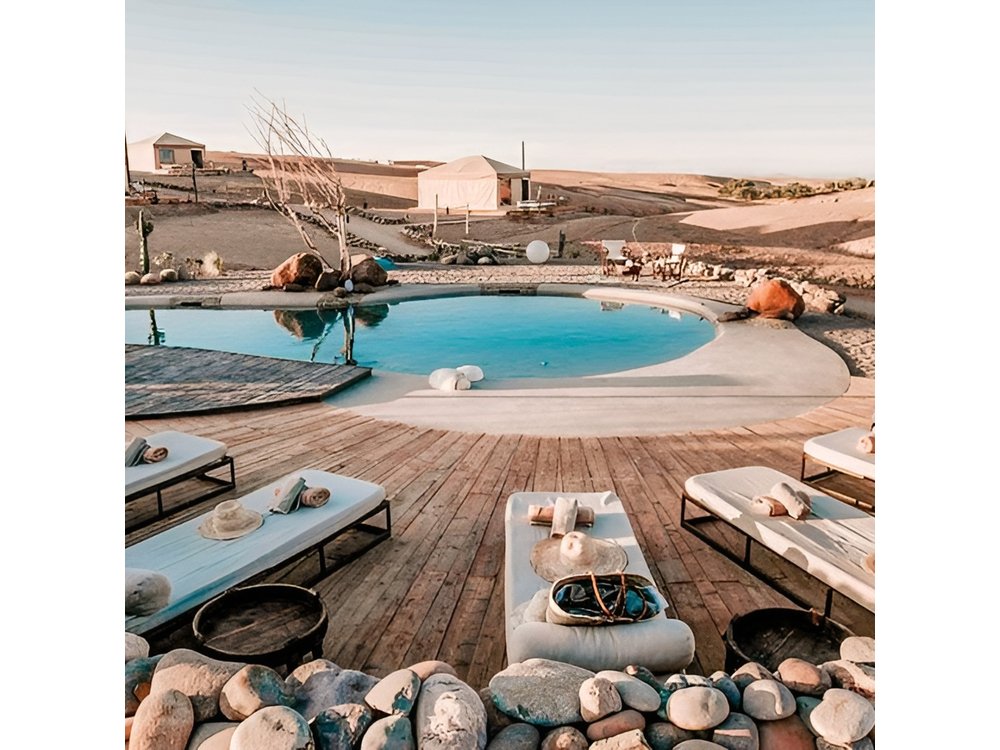 Magic Agafay Desert dinner and sunset view from Marrakech