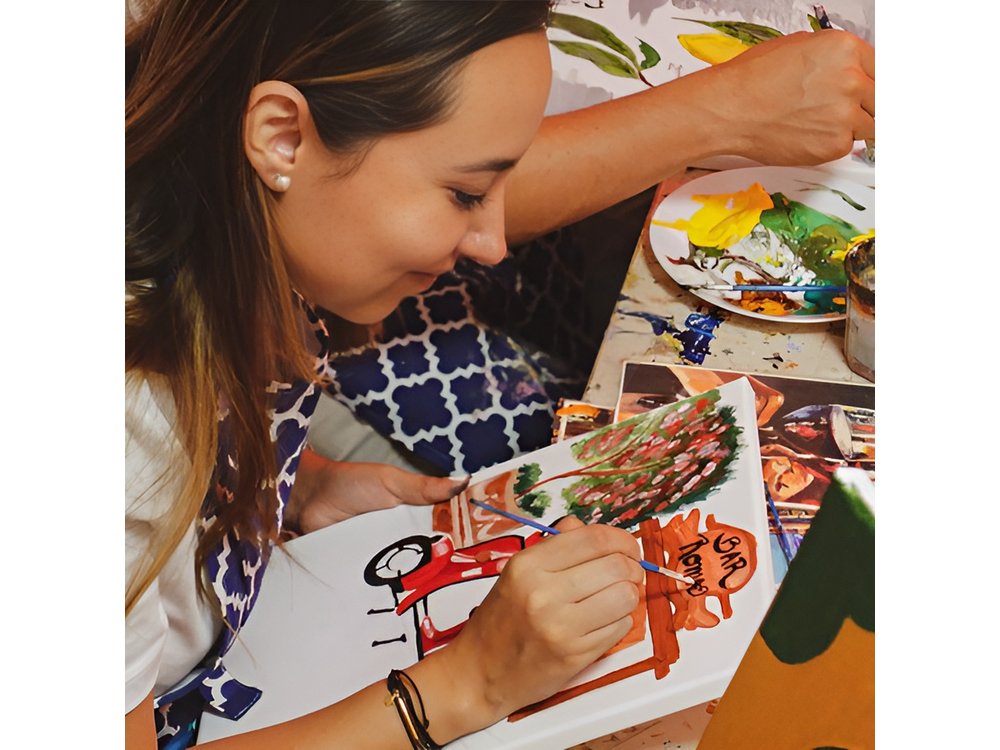 Italian Paint and Wine Experience Art Class in Rome with Pizza