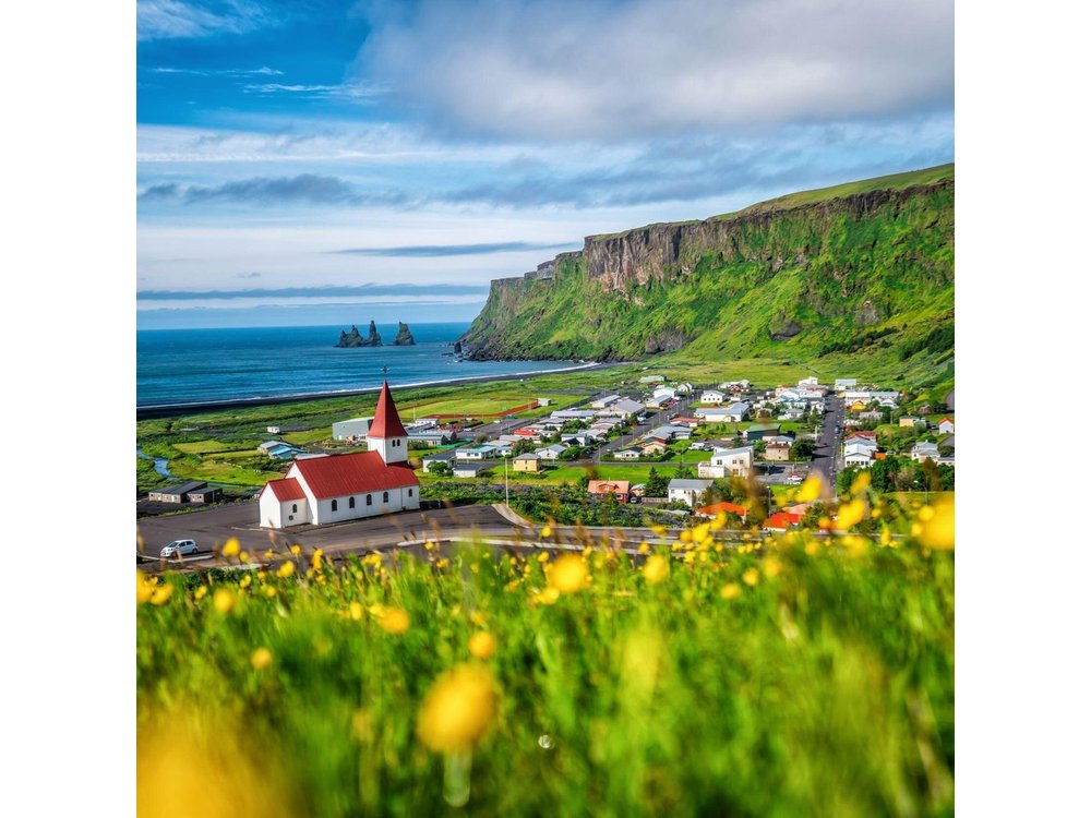 South Coast, Waterfalls and Vík village from Reykjavik