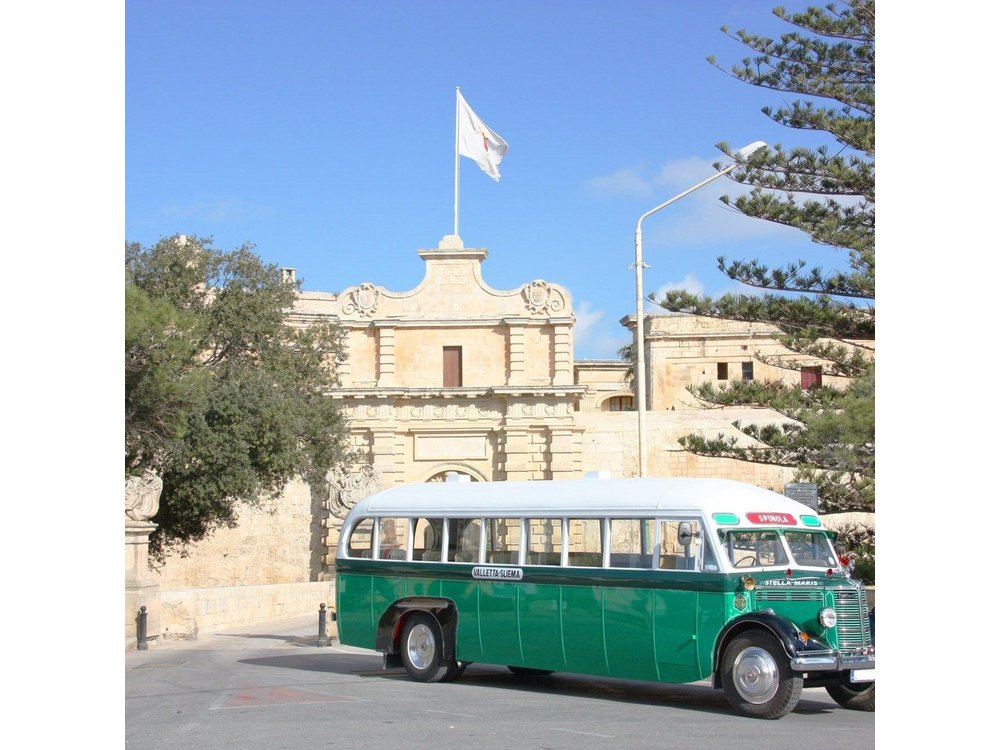 Vintage Bus to Valletta and Sliema and Rabat and Mdina