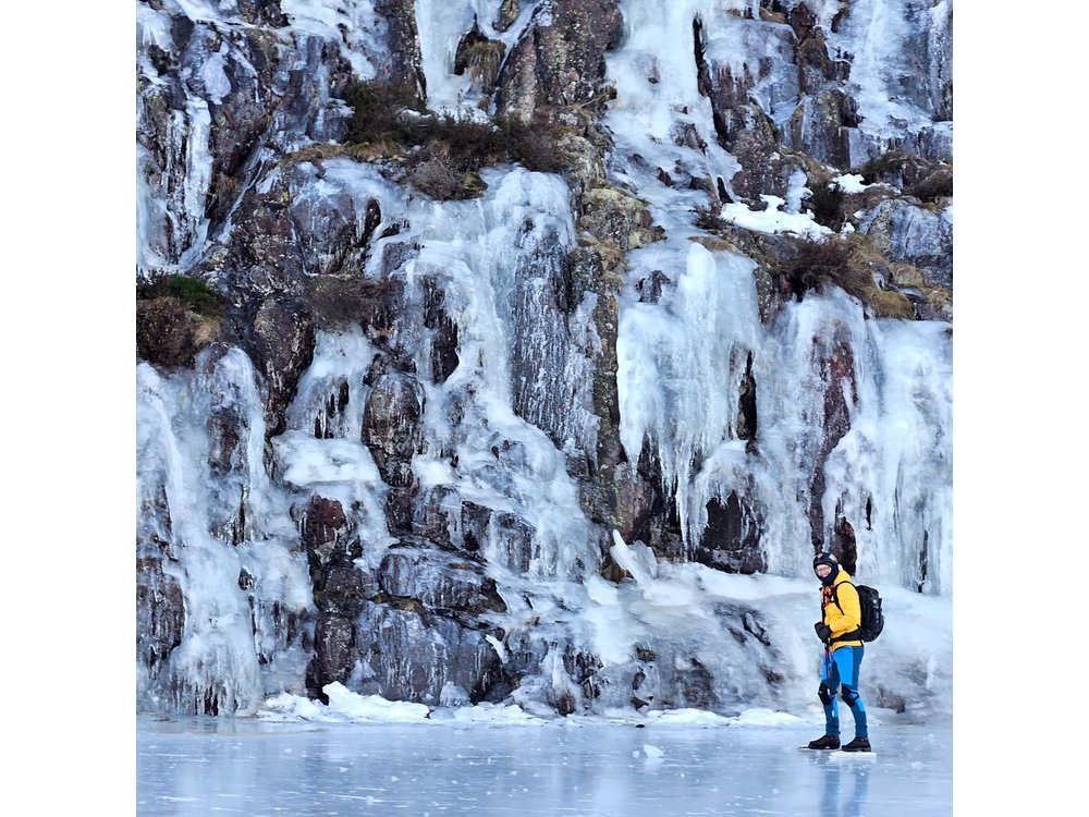 Nordic Ice Skating on a Frozen Lake in Stockholm