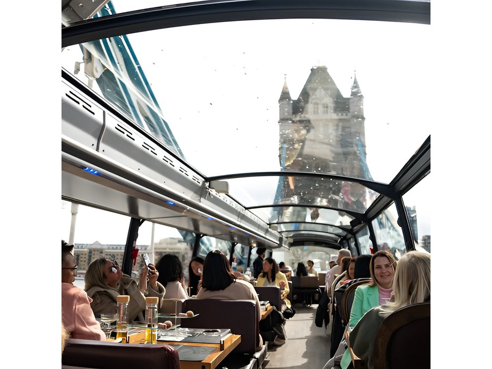 London Afternoon Tea Experience Aboard a Glass-Roofed Bus