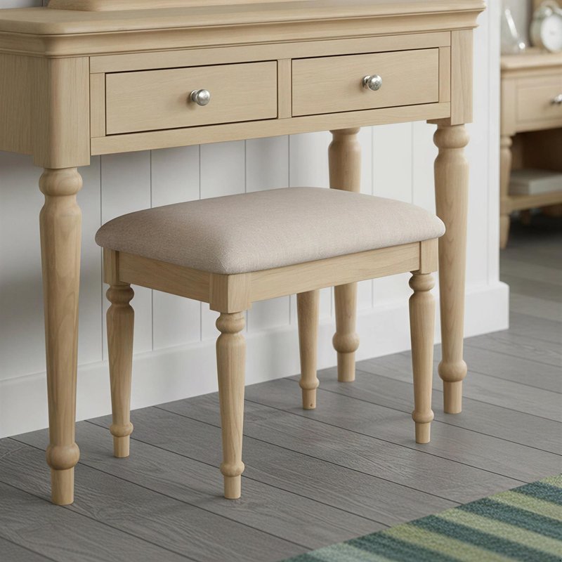 Photo 1 of Cromwell padded dressing stool - oak Photo 1 of Cromwell padded dressing stool - oak
