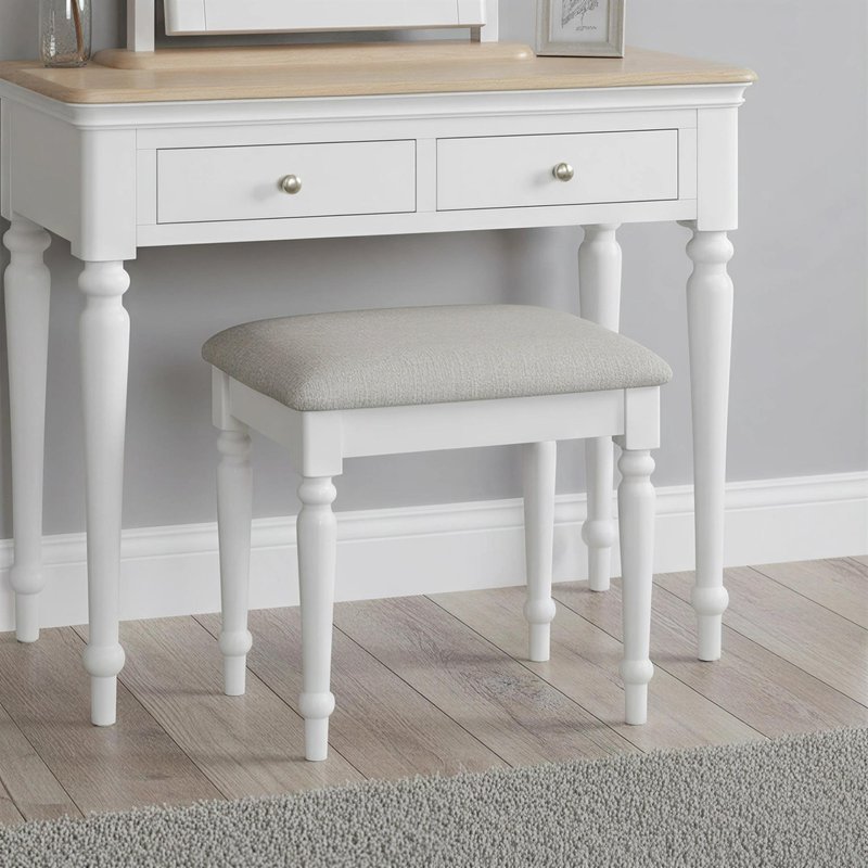 Photo 1 of Cromwell padded dressing stool - white painted Photo 1 of Cromwell padded dressing stool - white painted