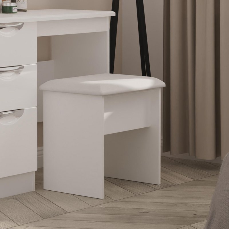 Photo 1 of Camden dressing stool - padded - white gloss Photo 1 of Camden dressing stool - padded - white gloss