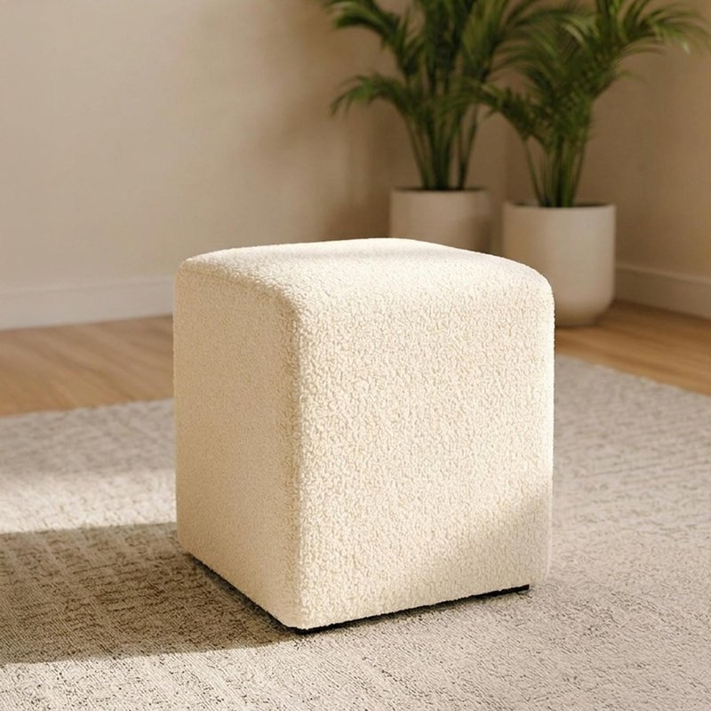 Photo 1 of Ben stool - square - cologne ivory - boucle fabric Photo 1 of Ben stool - square - cologne ivory - boucle fabric