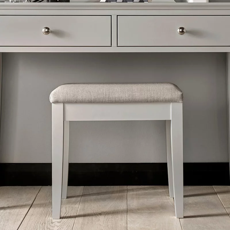 Photo 1 of Ashby soft grey stool - pebble grey fabric Photo 1 of Ashby soft grey stool - pebble grey fabric