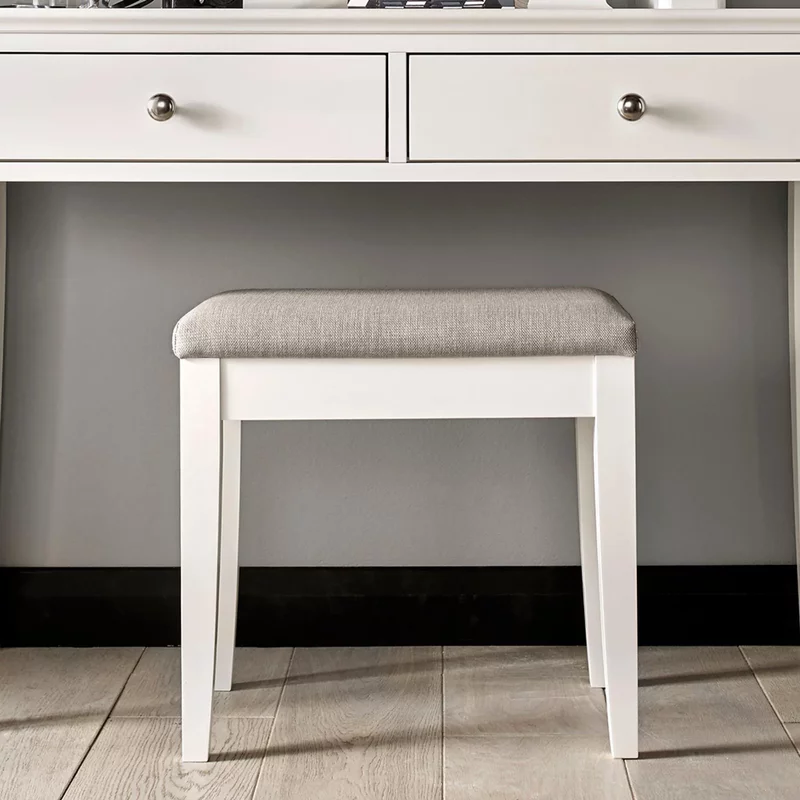 Photo 1 of Ashby white stool - pebble grey fabric Photo 1 of Ashby white stool - pebble grey fabric