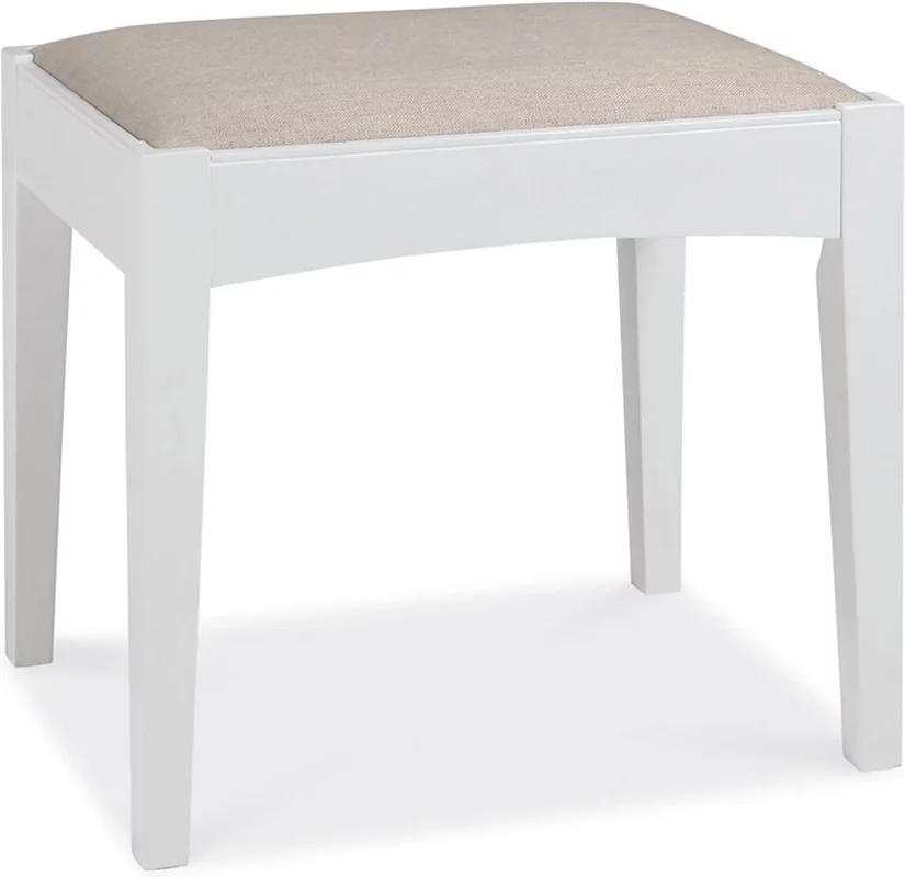 Photo 1 of Hampstead white stool - pebble grey fabric Photo 1 of Hampstead white stool - pebble grey fabric