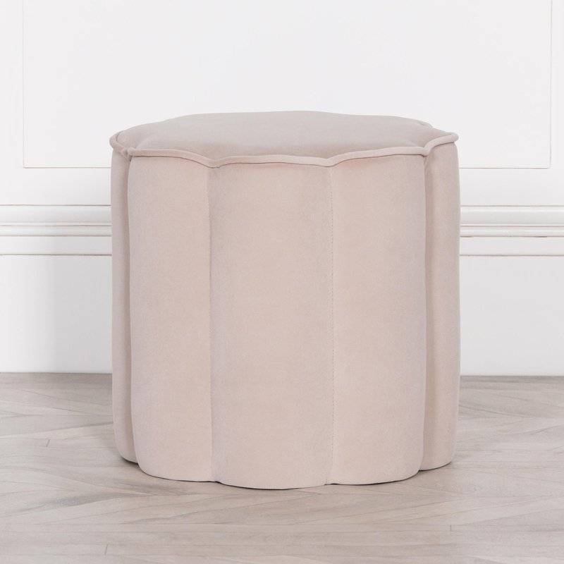 Photo 1 of Round stool - natural velvet Photo 1 of Round stool - natural velvet