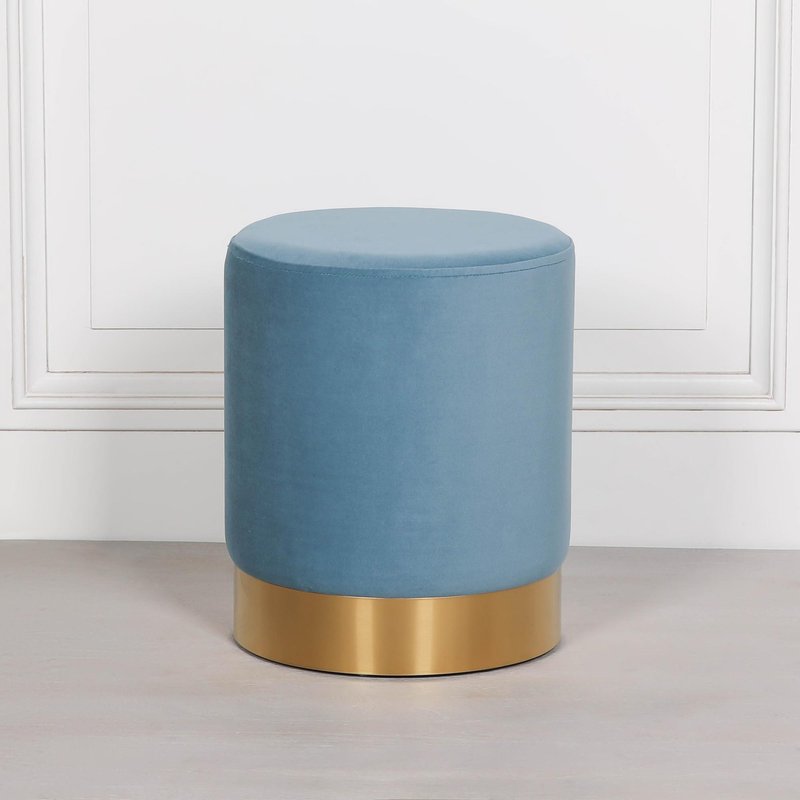 Photo 1 of Round stool - ocean blue velvet Photo 1 of Round stool - ocean blue velvet
