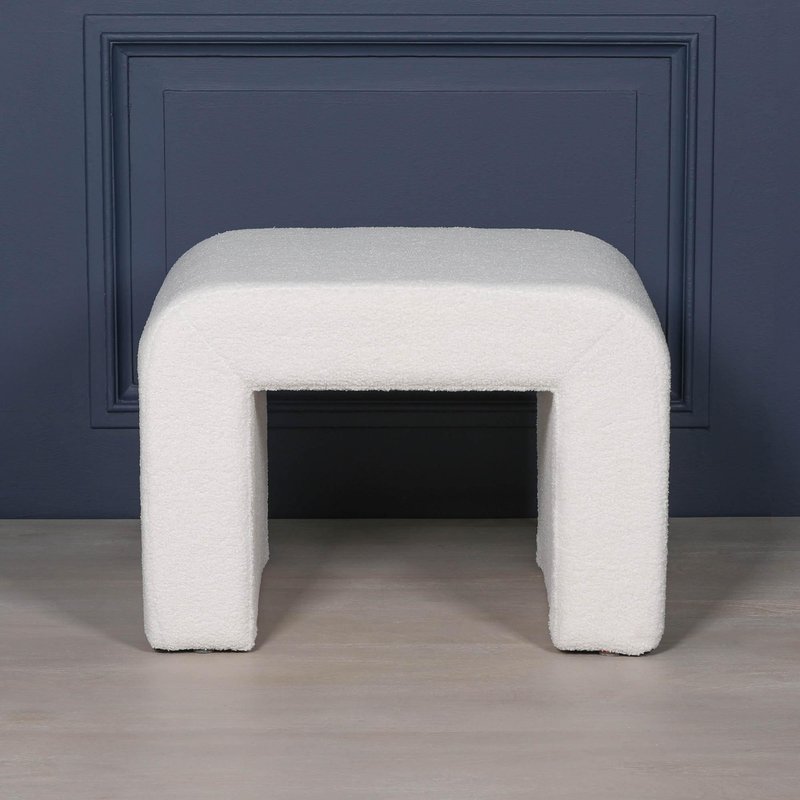 Photo 1 of Upholstered arch stool - white boucle Photo 1 of Upholstered arch stool - white boucle