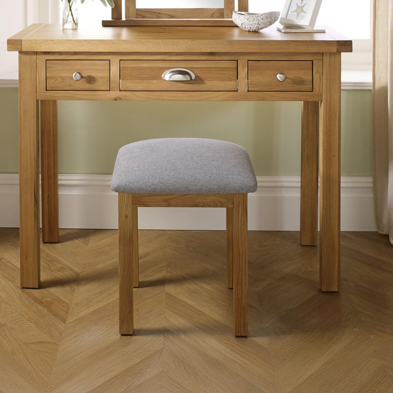 Photo 1 of Woburn dressing stool - padded - rustic oak Photo 1 of Woburn dressing stool - padded - rustic oak