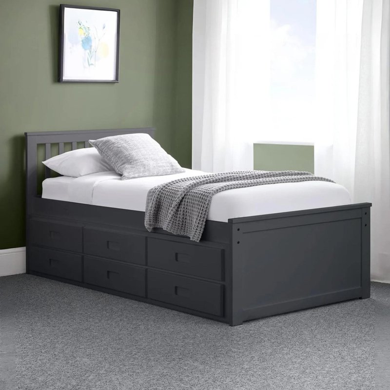 Photo 1 of Maisie bed with underbed drawer - dark grey Photo 1 of Maisie bed with underbed drawer - dark grey
