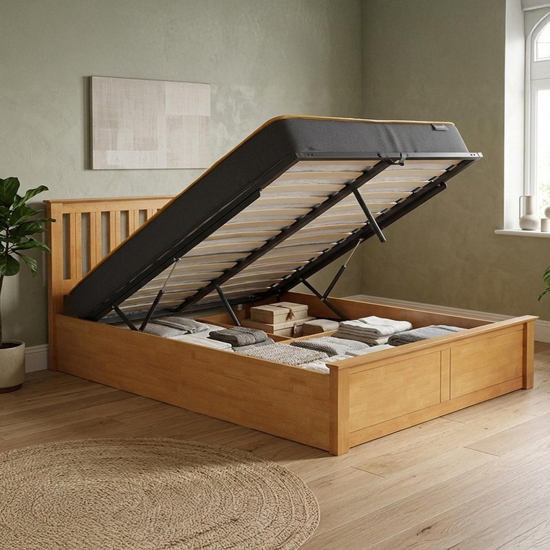 Photo 1 of Phoenix ottoman storage bed - 5ft king size - oak Photo 1 of Phoenix ottoman storage bed - 5ft king size - oak