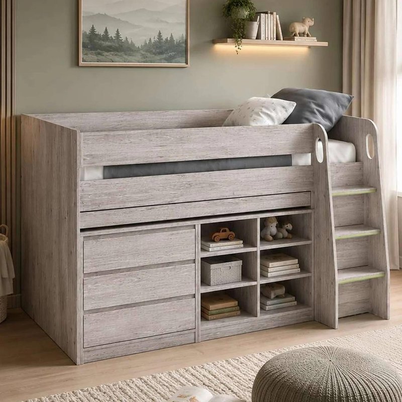 Photo 1 of Vespa midsleeper storage bed - grey - oak effect Photo 1 of Vespa midsleeper storage bed - grey - oak effect