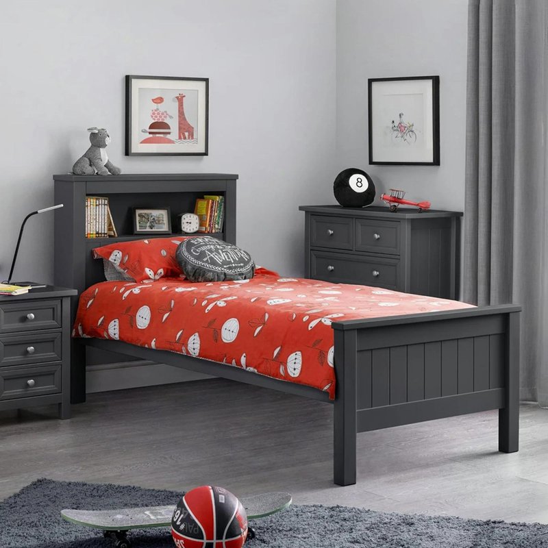 Photo 1 of Maine bookcase bed - 3ft single - anthracite lacquered - wood Photo 1 of Maine bookcase bed - 3ft single - anthracite lacquered - wood