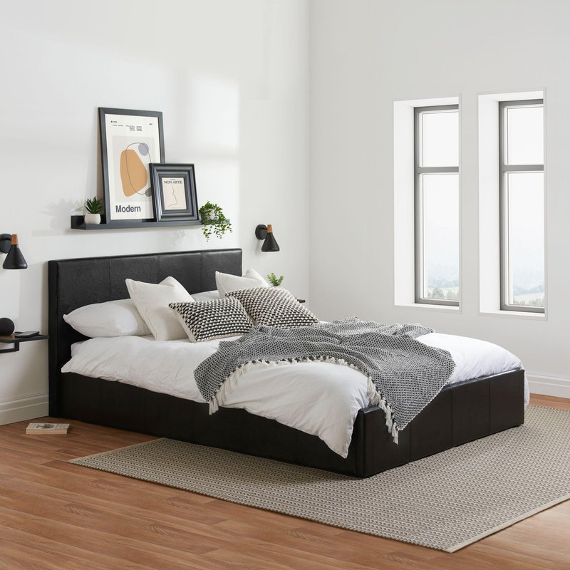 Photo 1 of Berlin ottoman storage bed - black leather - sizes available Photo 1 of Berlin ottoman storage bed - black leather - sizes available
