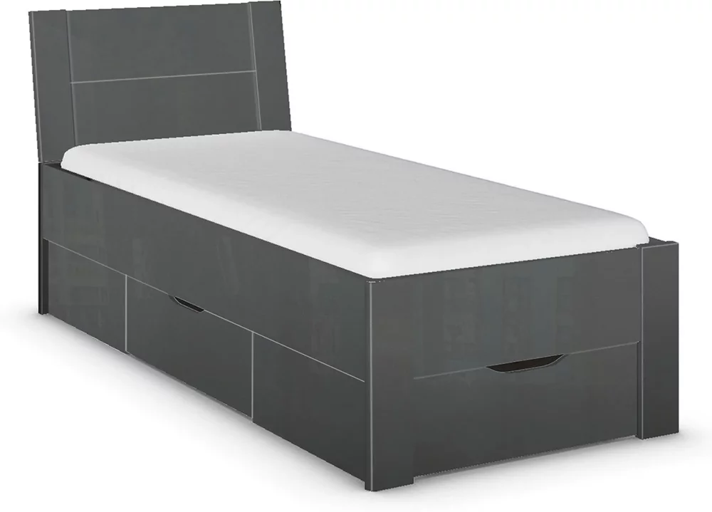 Photo 1 of Aditio bed - high gloss grey - 3ft single Photo 1 of Aditio bed - high gloss grey - 3ft single