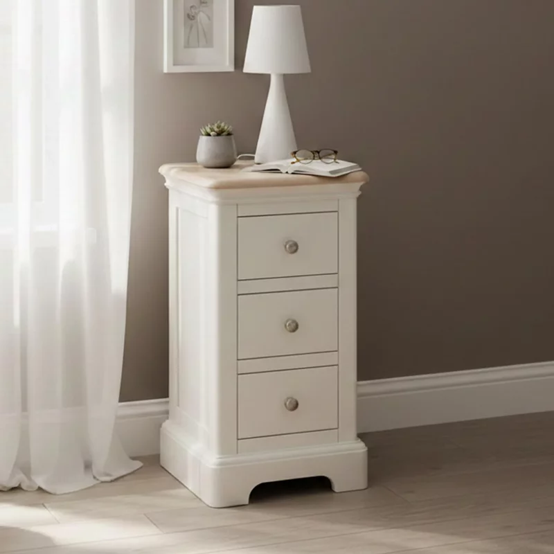 Photo 1 of Cromwell bedside cabinet - 3 drawer compact - grey painted Photo 1 of Cromwell bedside cabinet - 3 drawer compact - grey painted