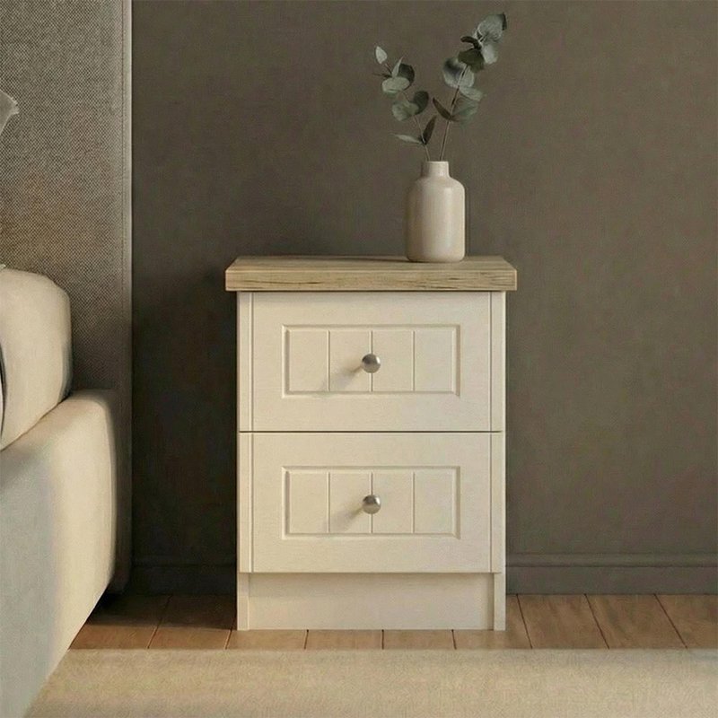 Photo 1 of Vienna bedside cabinet - 2 drawer - cream Photo 1 of Vienna bedside cabinet - 2 drawer - cream