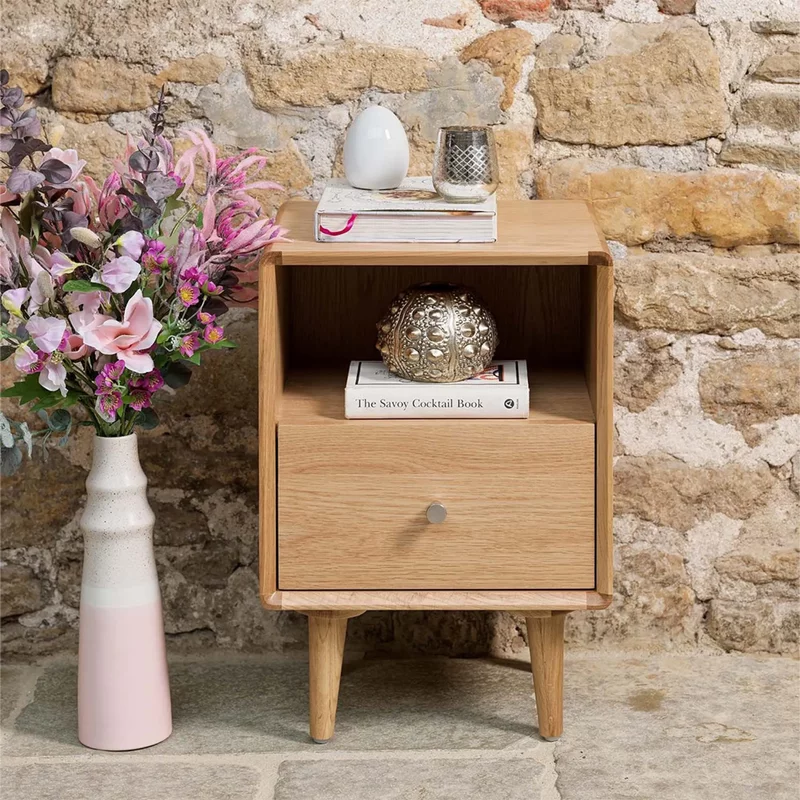 Photo 1 of Jenson oak bedside table - 1 drawer Photo 1 of Jenson oak bedside table - 1 drawer