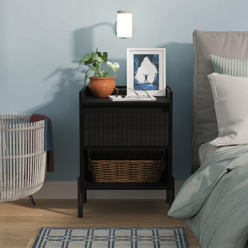 Photo 1 of Osaka bedside cabinet - 1 drawer - black ash fluted Photo 1 of Osaka bedside cabinet - 1 drawer - black ash fluted