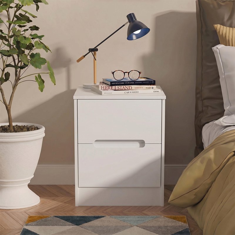 Photo 1 of Monaco bedside cabinet - 2 drawer - white Photo 1 of Monaco bedside cabinet - 2 drawer - white