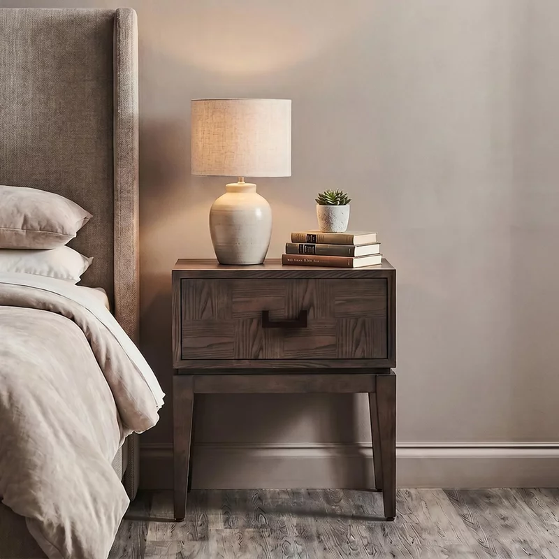 Photo 1 of Dimaro bedside table - 1 drawer - elm wood Photo 1 of Dimaro bedside table - 1 drawer - elm wood