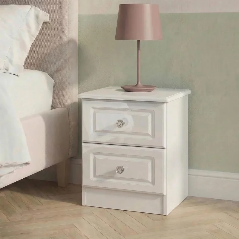 Photo 1 of Balmoral bedside cabinet - 2 drawer - white gloss Photo 1 of Balmoral bedside cabinet - 2 drawer - white gloss