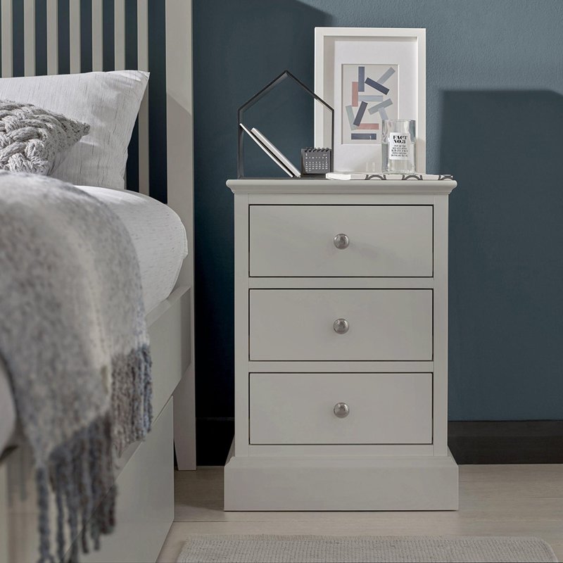 Photo 1 of Ashby soft grey bedside cabinet - 3 drawer Photo 1 of Ashby soft grey bedside cabinet - 3 drawer