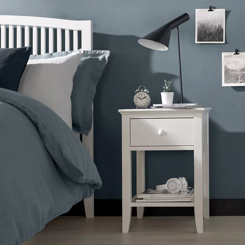 Photo 1 of Ashby white bedside table - 1 drawer Photo 1 of Ashby white bedside table - 1 drawer