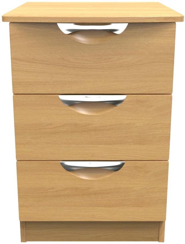 Photo 1 of Flora bedside cabinet - 3 drawer - oak Photo 1 of Flora bedside cabinet - 3 drawer - oak