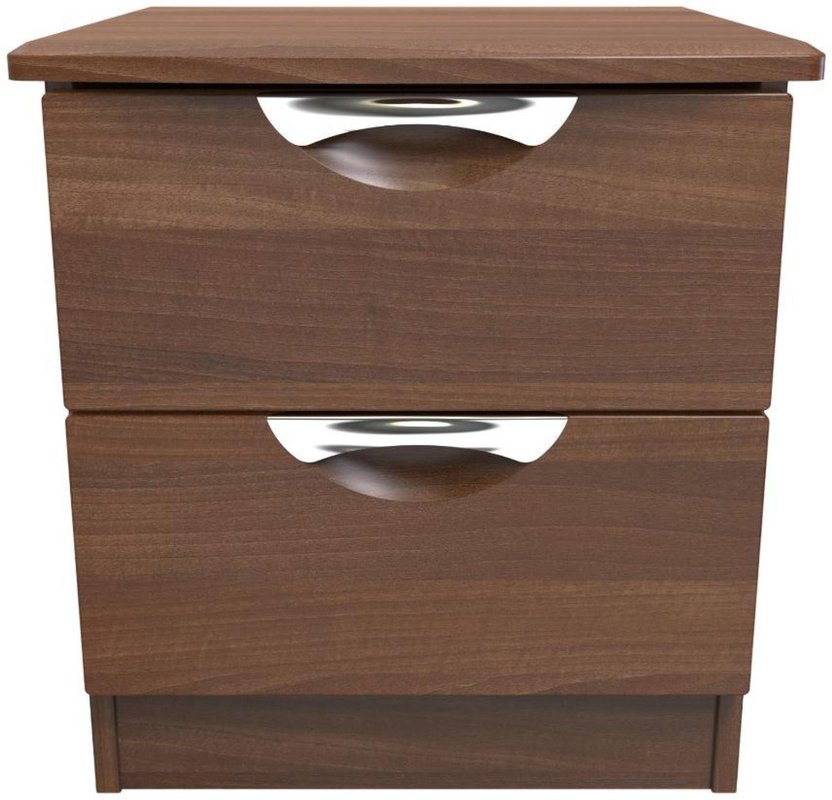 Photo 1 of Flora bedside cabinet - 2 drawer - walnut Photo 1 of Flora bedside cabinet - 2 drawer - walnut