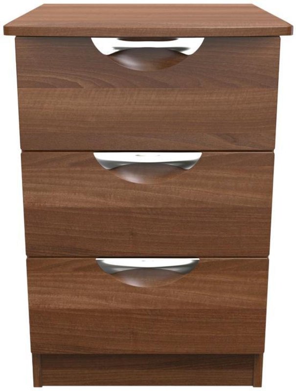 Photo 1 of Flora bedside cabinet - 3 drawer - walnut Photo 1 of Flora bedside cabinet - 3 drawer - walnut