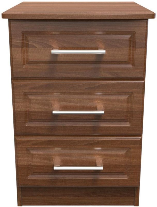 Photo 1 of Gina bedside cabinet - 3 drawer - walnut Photo 1 of Gina bedside cabinet - 3 drawer - walnut