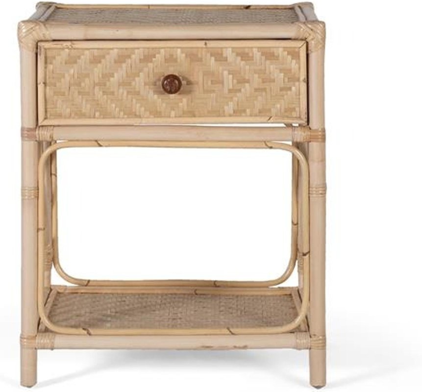 Photo 1 of Mesevle bedside table - natural rattan - 1 drawer Photo 1 of Mesevle bedside table - natural rattan - 1 drawer