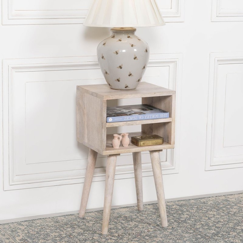 Photo 1 of Bedside table with shelf - washed mango wood Photo 1 of Bedside table with shelf - washed mango wood