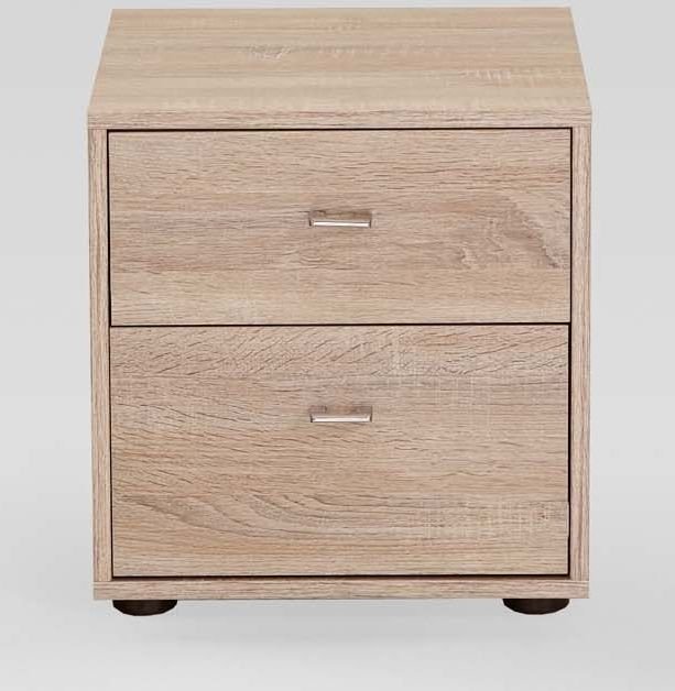 Photo 1 of Tokio bedside cabinet - 2 drawer - rustic oak - silver handle Photo 1 of Tokio bedside cabinet - 2 drawer - rustic oak - silver handle