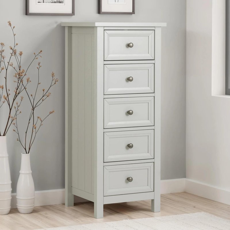 Photo 1 of Maine chest - 5 drawer - narrow - grey Photo 1 of Maine chest - 5 drawer - narrow - grey